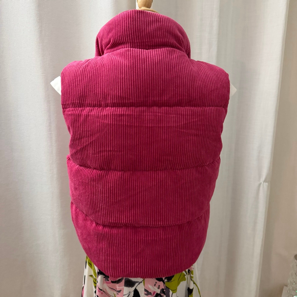 LOVE TREE Pink Corduroy Puffer Vest M#corduroy#barbiepink#vest#fallweather - Picture 2 of 4